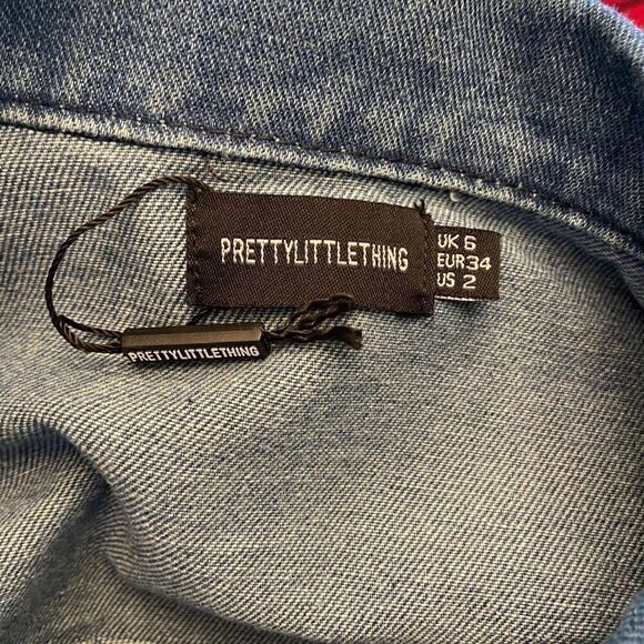 Pretty Little Thing Mid Wash Tie Waist Denim Dress - Picture 5 of 6